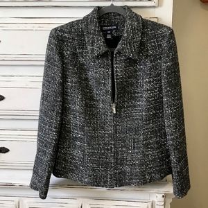 Jones New York Zip Front Tweed Blazer Jacket
